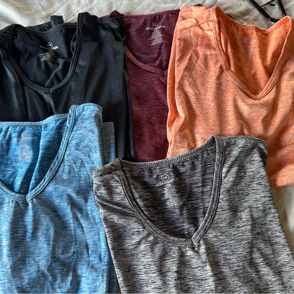 5-Color Essential V-Neck Tee Bundle - Black, Grey, Blue, Maroon, Orange